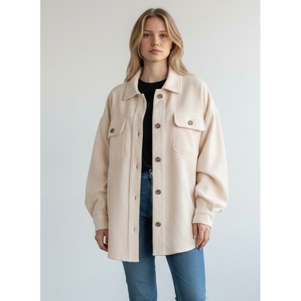 Free People Ruby Jacket Sweetheart Sunrise Cream Fleece Shacket OB1468375 Large